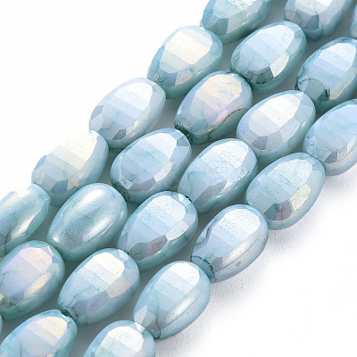Opaque Baking Paint Crackle Glass Beads Strands EGLA-S174-21A-1