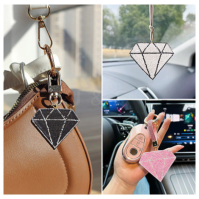 5Pcs 5 Colors Handmade Polymer Clay Rhinestone Big Pendants CLAY-BT0001-16-1