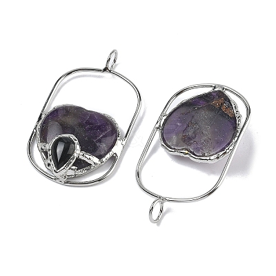 Natural Amethyst & Obsidian Big Pendants G-Z142-01P-A02-1