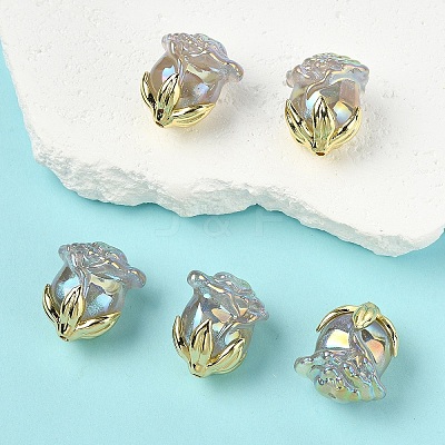5Pcs UV Plating Transparent Acrylic Beads MACR-YW0004-28A-1