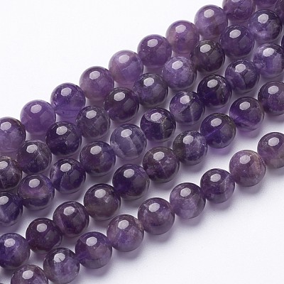 Round Amethyst Beads Strands X-GSR10mmC062-1