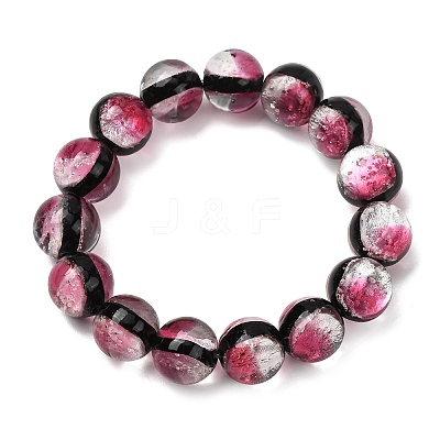 14MM Luminous Handmade Foil Glass Round Beaded Stretch Bracelets LA-CBA41F9-01C-1