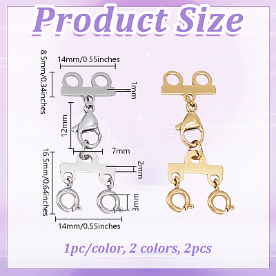 2Pcs 2 Colors Stainless Steel Chain Extender FIND-GO0004-17B-1