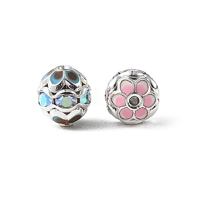 Brass & Alloy & Rhinestone Enamel Beads RB-CBA973B-11A-P-1