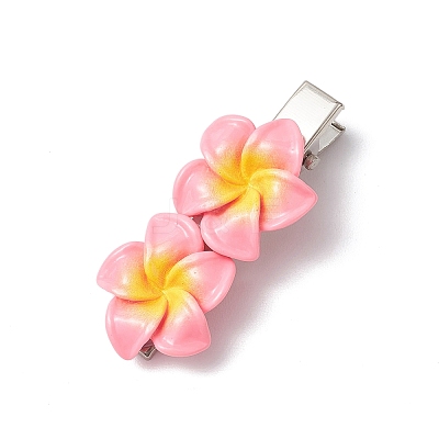 2Pcs 2 Colors Plumeria Flower Iron Flat Alligator Hair Clips PHAR-JH00131-1