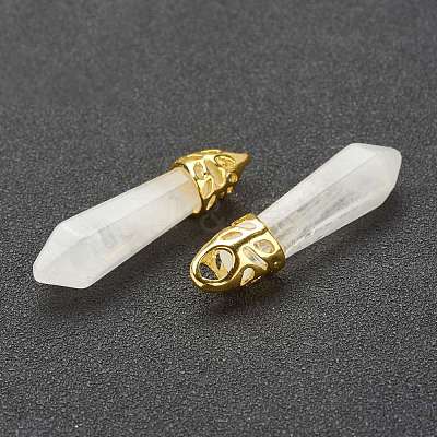 Bullet Natural Quartz Crystal Pointed Pendants G-E332-C28-G-1