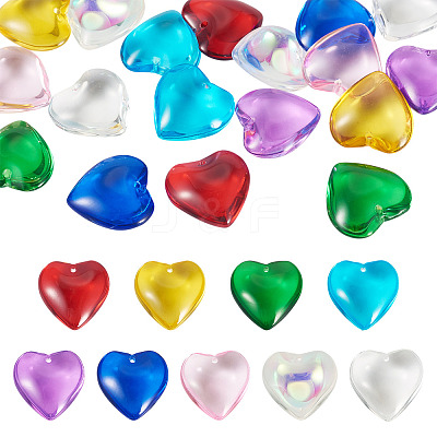 18Pcs 9 Colors Glass Heart Pendants GLAA-TA0003-29-1