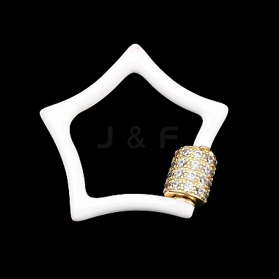 Star Brass Micro Pave Clear Cubic Zirconia Screw Carabiner Clasps KK-B167-01C-01G-1