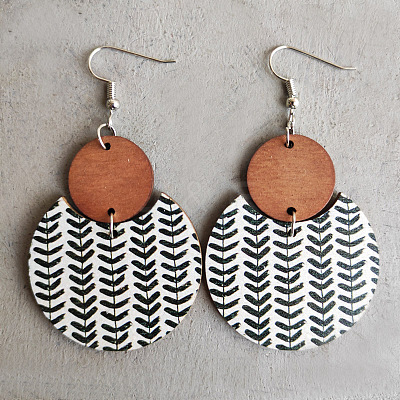 Bohemian Style Wood Dangle Earrings WGF04EC-03-1