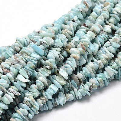 Natural Larimar Chip Beads Strands X-G-E271-77-1