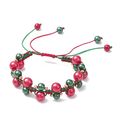 Christmas Glass Pearl Beaded Braided Beade Bracelets for Women BJEW-MZ00254-1