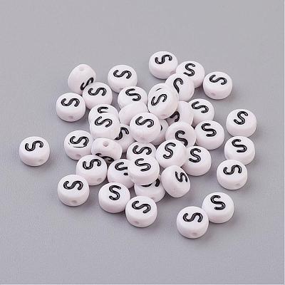 Acrylic Horizontal Hole Letter Beads X-PL37C9070-S-1