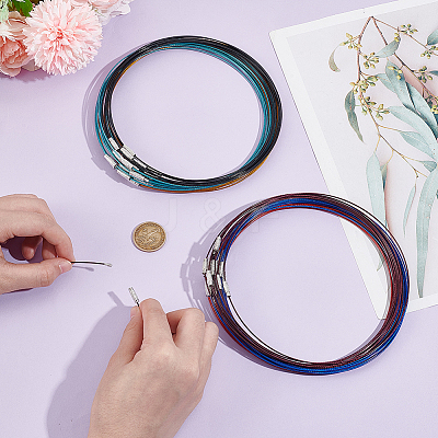 60Pcs 6 Colors Stainless Steel Wire Necklace Cord DIY Jewelry Making TWIR-UN0001-13A-1