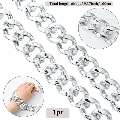 1Pc Acrylic Cuban Link Chain Necklaces for Men NJEW-SP0001-09B-S-1