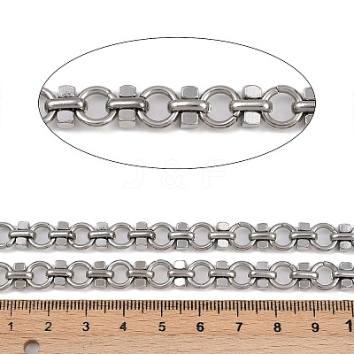 304 Stainless Steel Ring with Cube Link Chains CHS-A019-05P-1