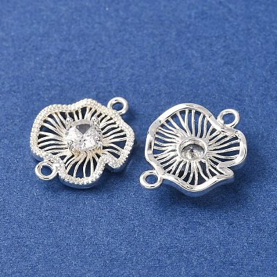 Brass Pave Clear Cubic Zirconia Connector Charms CU-CBAEC99-11S-1