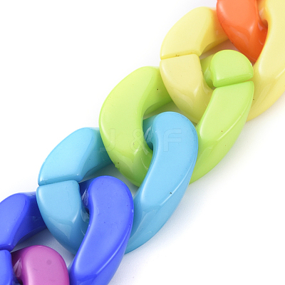 Handmade Opaque Acrylic Curb Chains X-AJEW-JB00573-1