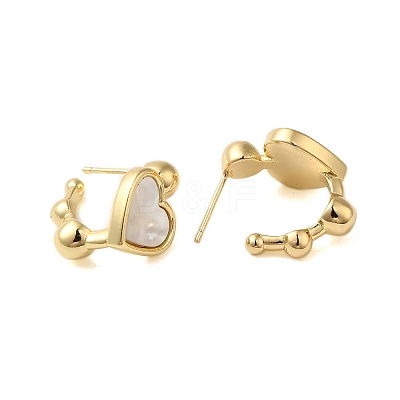 Shell Heart Stud Earrings EJEW-K287-01G-B-1