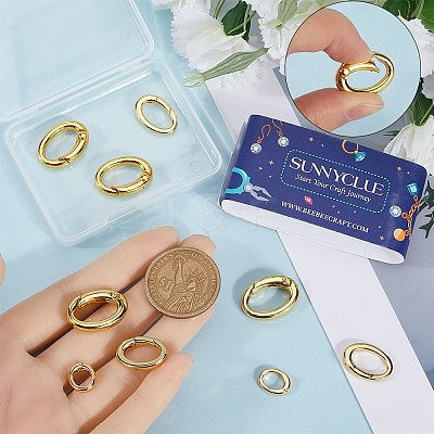 Rack Plating Brass Spring Gate Rings KK-SC0005-67-1