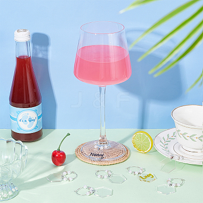 Acrylic Wine Glass Charms AJEW-BC0003-80-1