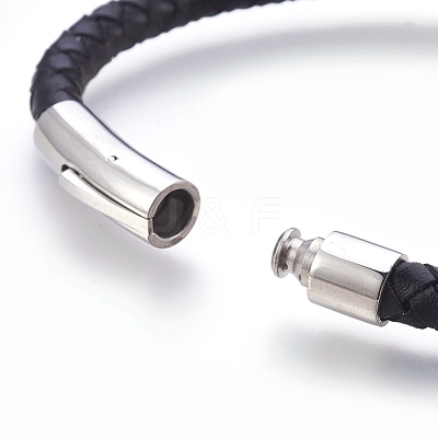 Leather Cord Bracelet BJEW-E350-01A-1