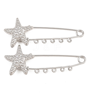 Starfish 304 Stainless Steel Safety Pins Brooch Findings SA-CBA098D-16D-P05-1