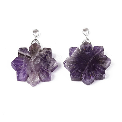 Natural Amethyst Pendants G-T144-12D-1