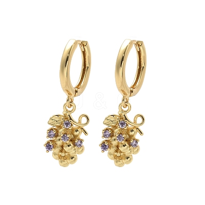 Brass Cubic Zirconia Hoop Earrings EJEW-Q015-02G-D-1