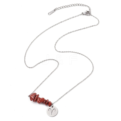 Natural Red Jasper Chip & Constellation Pendant Necklaces NJEW-JN05084-01-1