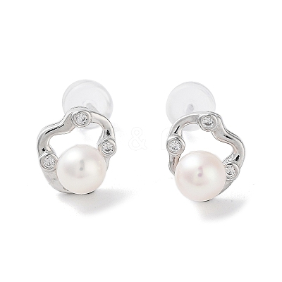 Natural Pearl Stud Earrings for Women EJEW-C082-08P-1