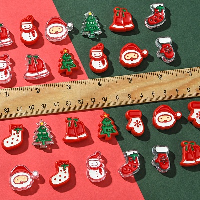 24Pcs 12 Styles Christmas Decorations Theme Opaque Acrylic Bead with Enamel FIND-FS0002-66-1