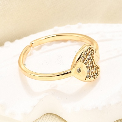 Brass Micro Pave Clear Cubic Zirconia Cuff Rings for Women RJEW-H247-33G-1