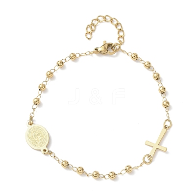 Religion 304 Stainless Steel Link Bracelets BJEW-F524-05B-G-1