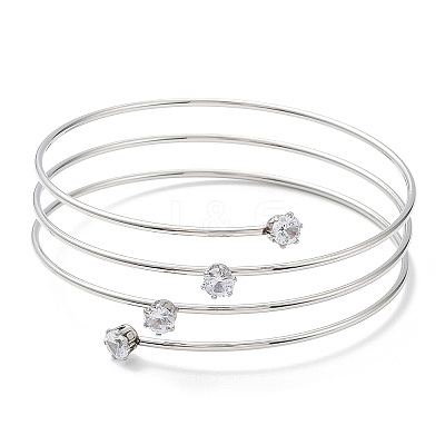 304 Stainless Steel Triple Loops Wire Wrap Bangle BJEW-K227-02P-1