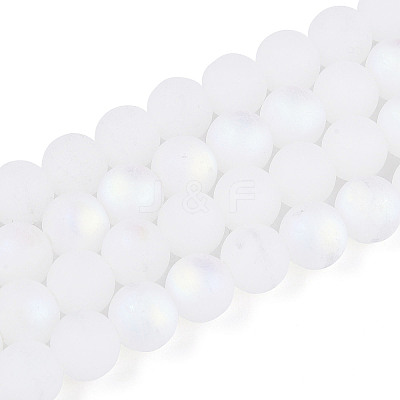 Frosted Imitation Jade Glass Beads Strands LS-GLAA-T032-J10mm-MBB01-1