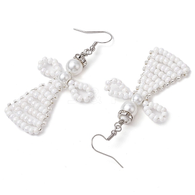 Glass Seed Beads Angle Dangle Earrings EJEW-MZ00288-01-1