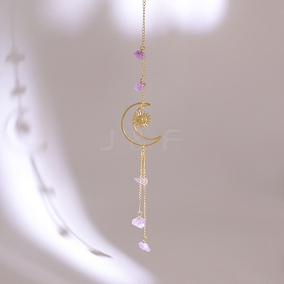 Natural Amethyst Chips Suncatcher for Windows Rainbow Maker PW-WGF1B1F-09-1