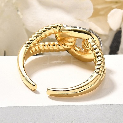 Brass Micro Pave Clear Cubic Zirconia Cuff Rings RJEW-U035-12GP-1