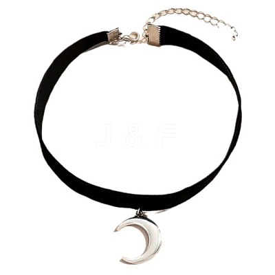 Gothic Moon CCB Plastic Pendant Black Velvet Choker Necklaces for Women FS-WG30AE2-01-1