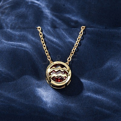 Brass Pave Cubic Zirconia Birth Stone Constellation Pendant Cable Chain Necklaces NJEW-D334-01G-02-1