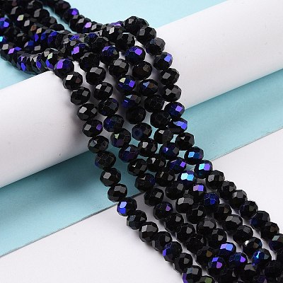 Electroplate Opaque Solid Color Glass Beads Strands X-EGLA-A044-P8mm-L18-1