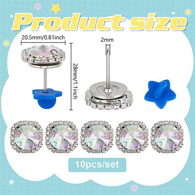 10Pcs Alloy Glass Rhinestone Brooches AJEW-PH01688-1
