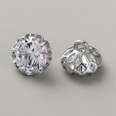 Brass Clear Cubic Zirconia Cufflinks BUTT-WH0012-18P-1