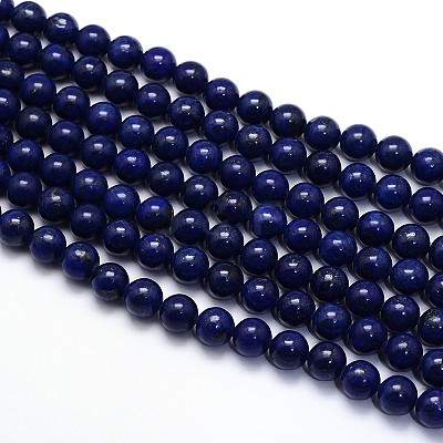 Dyed Natural Lapis Lazuli Round Beads Strands G-O047-06-6mm-1