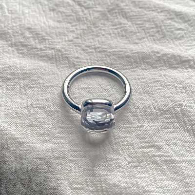Square 304 Stainless Steel with Glass Finger Rings FS-WG8AAFA-15-1