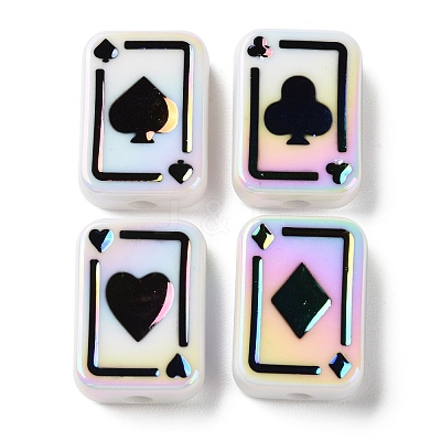 UV Plating Rainbow Iridescent Acrylic Enamel Beads SACR-G034-11G-1