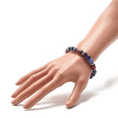 Natural Sodalite Beaded Stretch Bracelet for Women or Men BJEW-JB07732-04-1