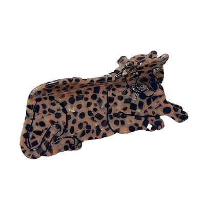 Leopard Cellulose Acetate(Resin) Claw Hair Clips PW-WGAED44-03-1