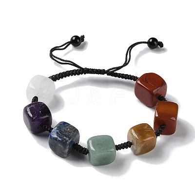 Square Natural Mixed Gemstone Braided Bead Bracelets BJEW-H239-06-1