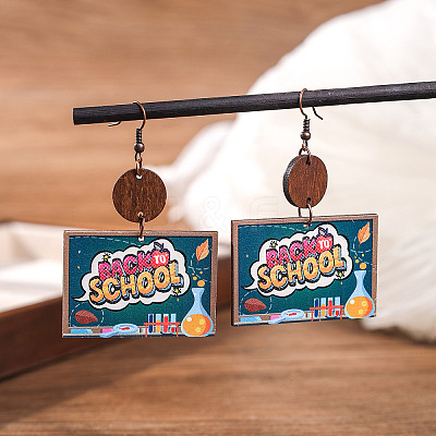 Teachers' Day Printed Wooden Dangle Earrings for Teachers FS-WG20E88-10-1